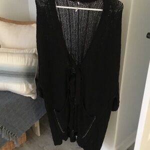 Free People Black Open-Front Cardigan
